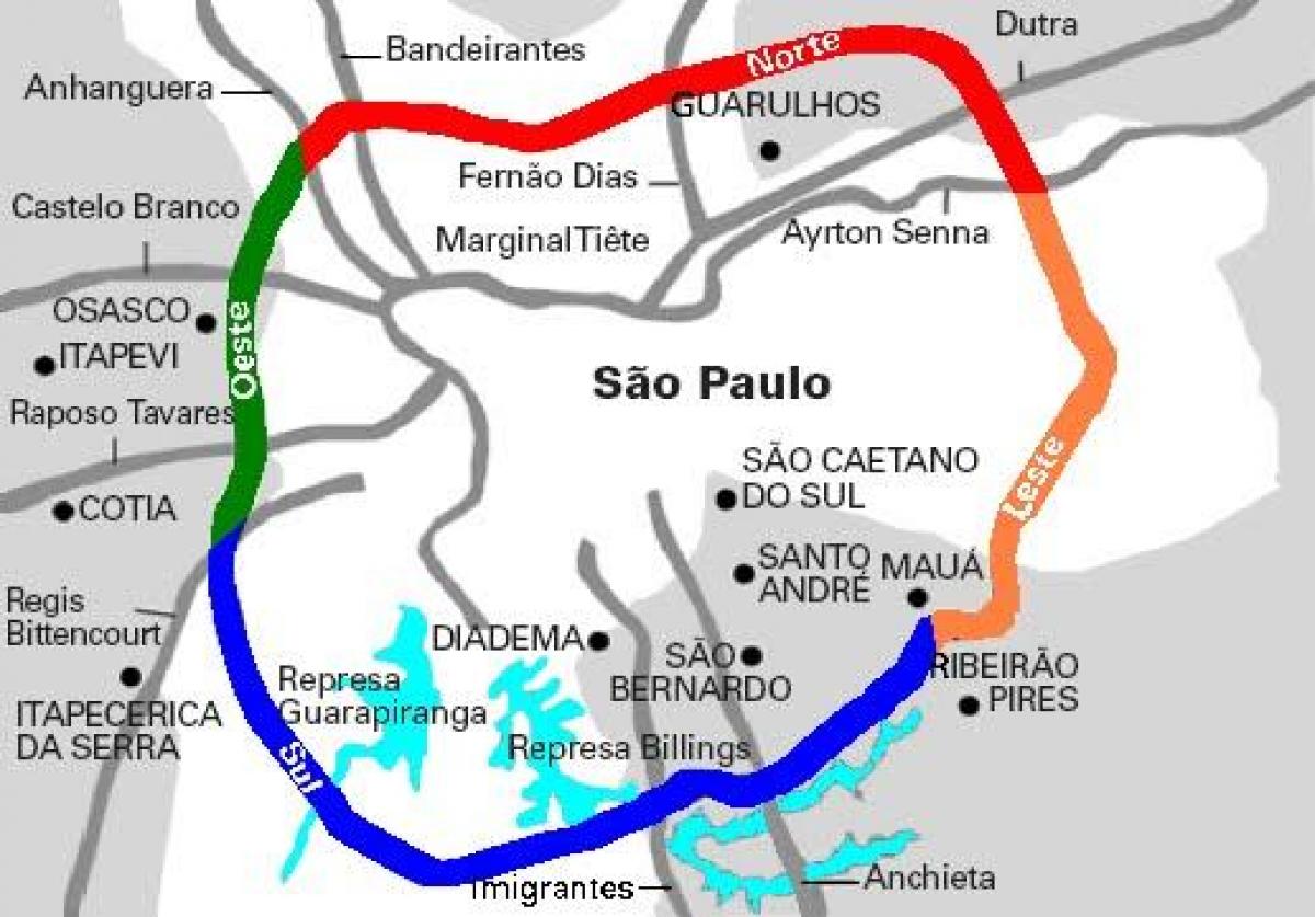 Map of Mário Covas highway - SP 21