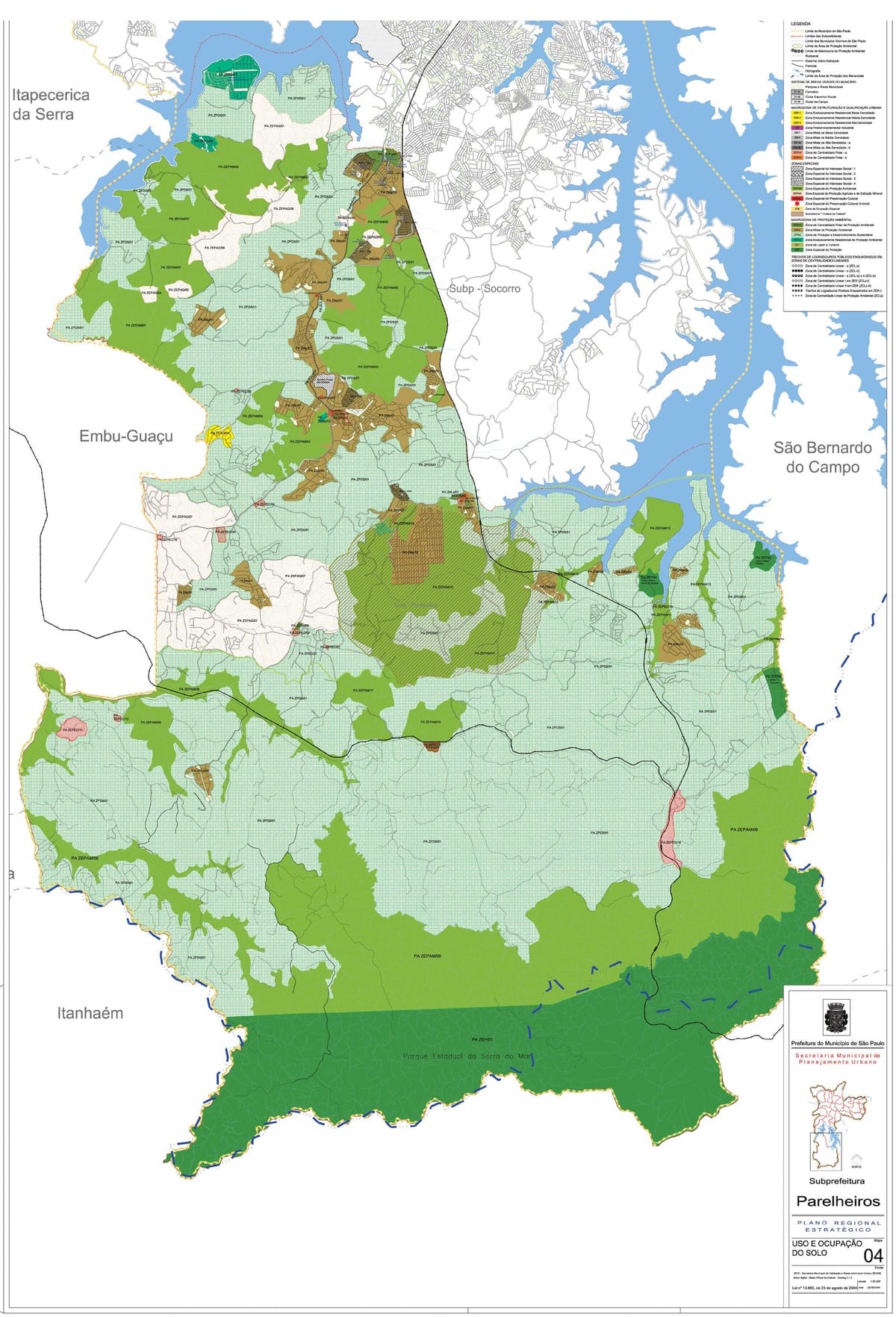 Map of Parelheiros São Paulo - Occupation of the soil