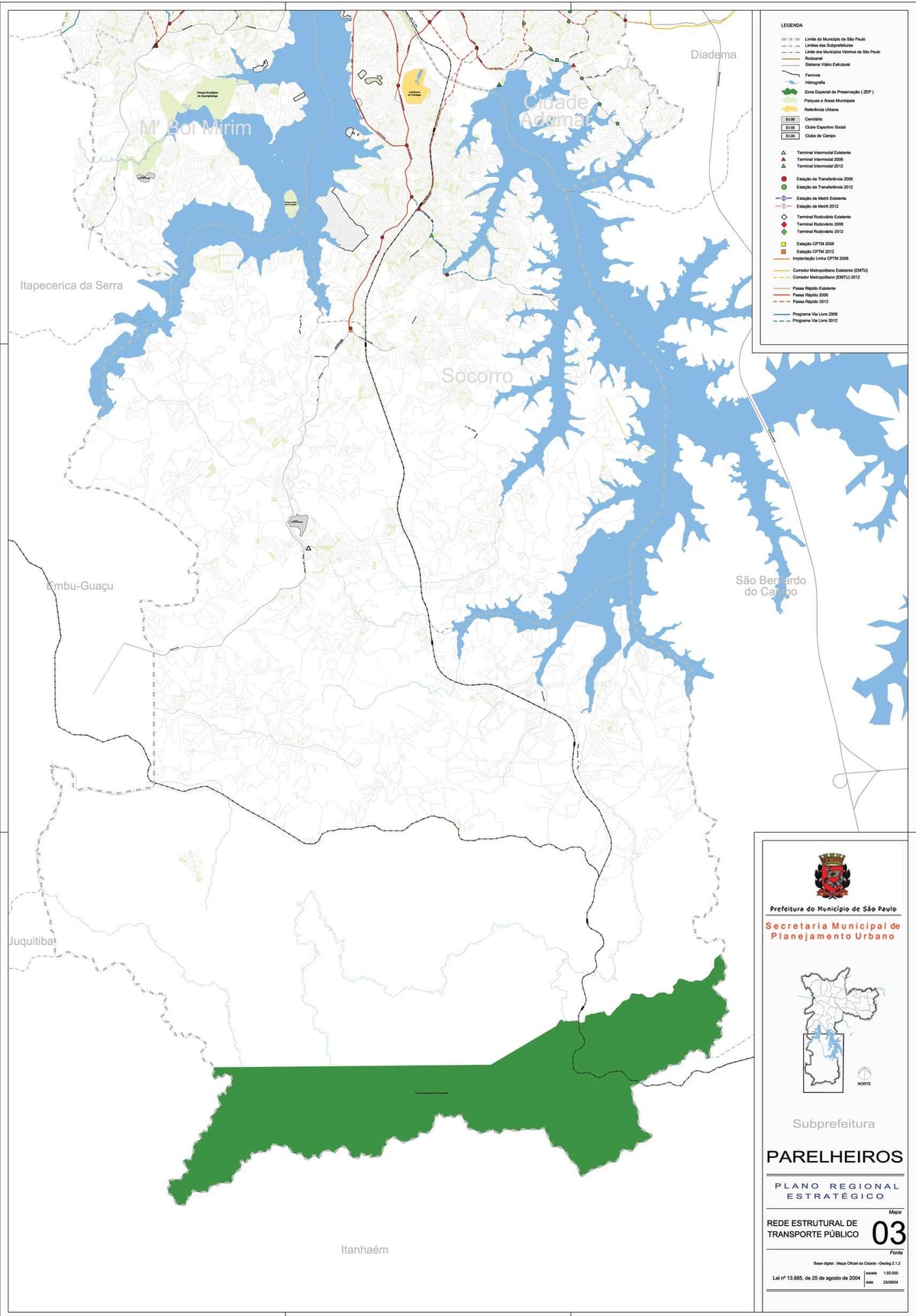 Map of Parelheiros São Paulo - Public transports