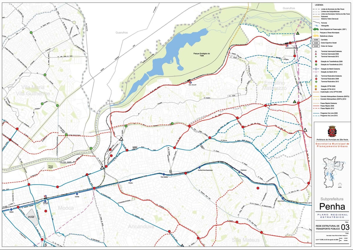 Map of Penha São Paulo - Public transports