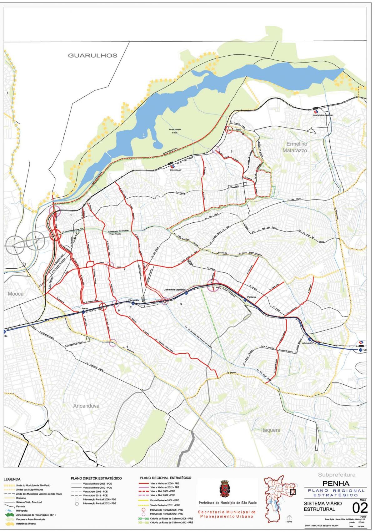 Map of Penha São Paulo - Roads