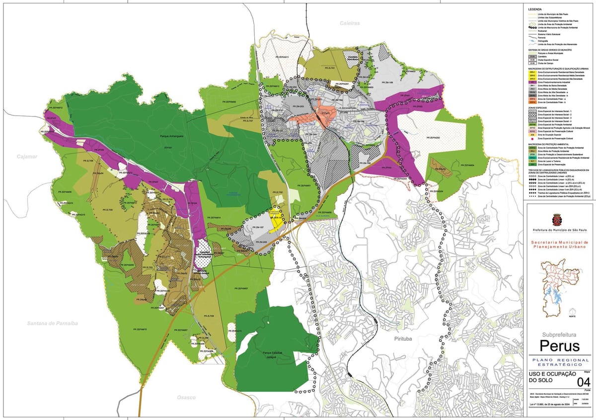Map of Perus São Paulo - Occupation of the soil
