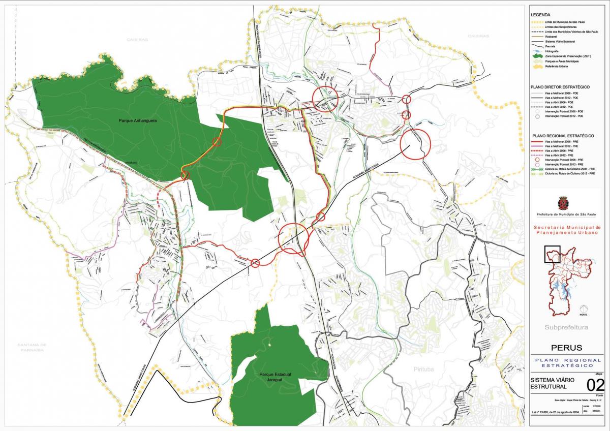 Map of Perus São Paulo - Roads