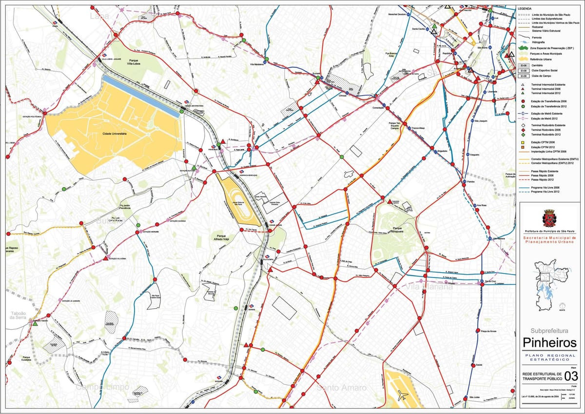 Map of Pinheiros São Paulo - Public transports