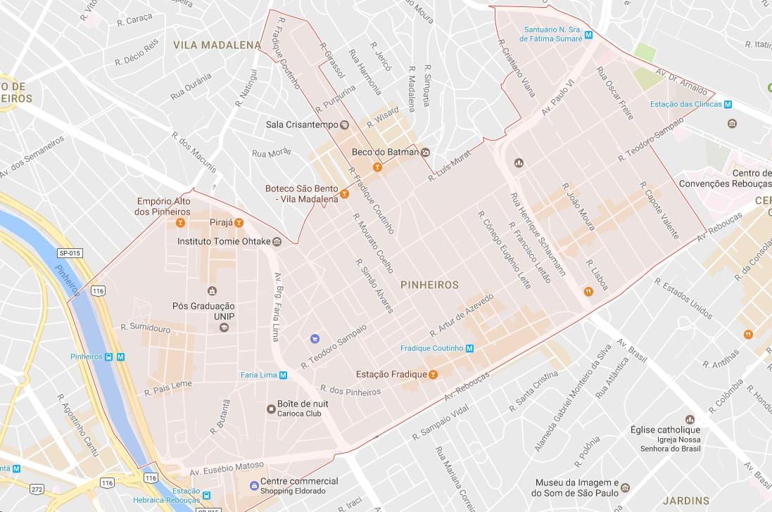 Map of Pinheiros São Paulo