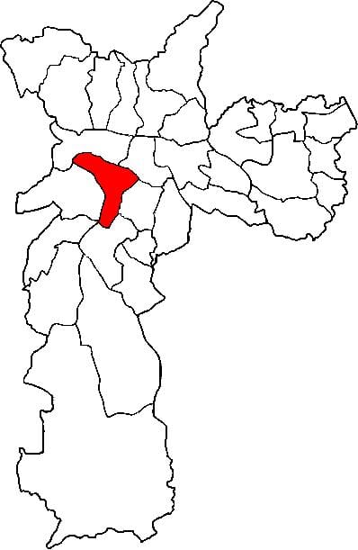 Map of Pinheiros sub-prefecture São Paulo