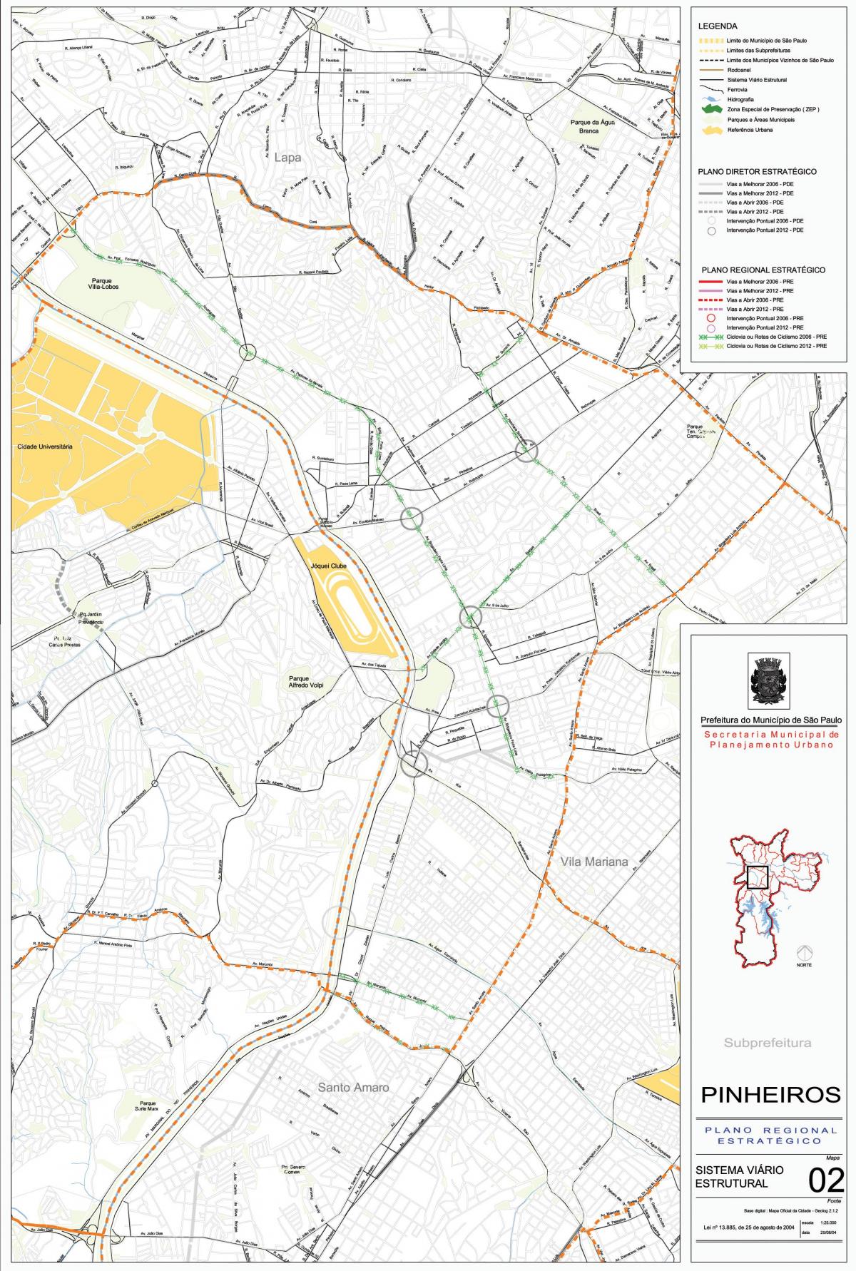 Map of Pinheiros São Paulo - Roads
