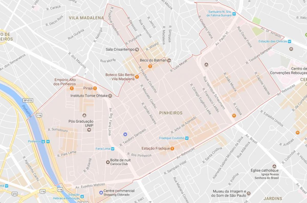 Map of Pinheiros São Paulo