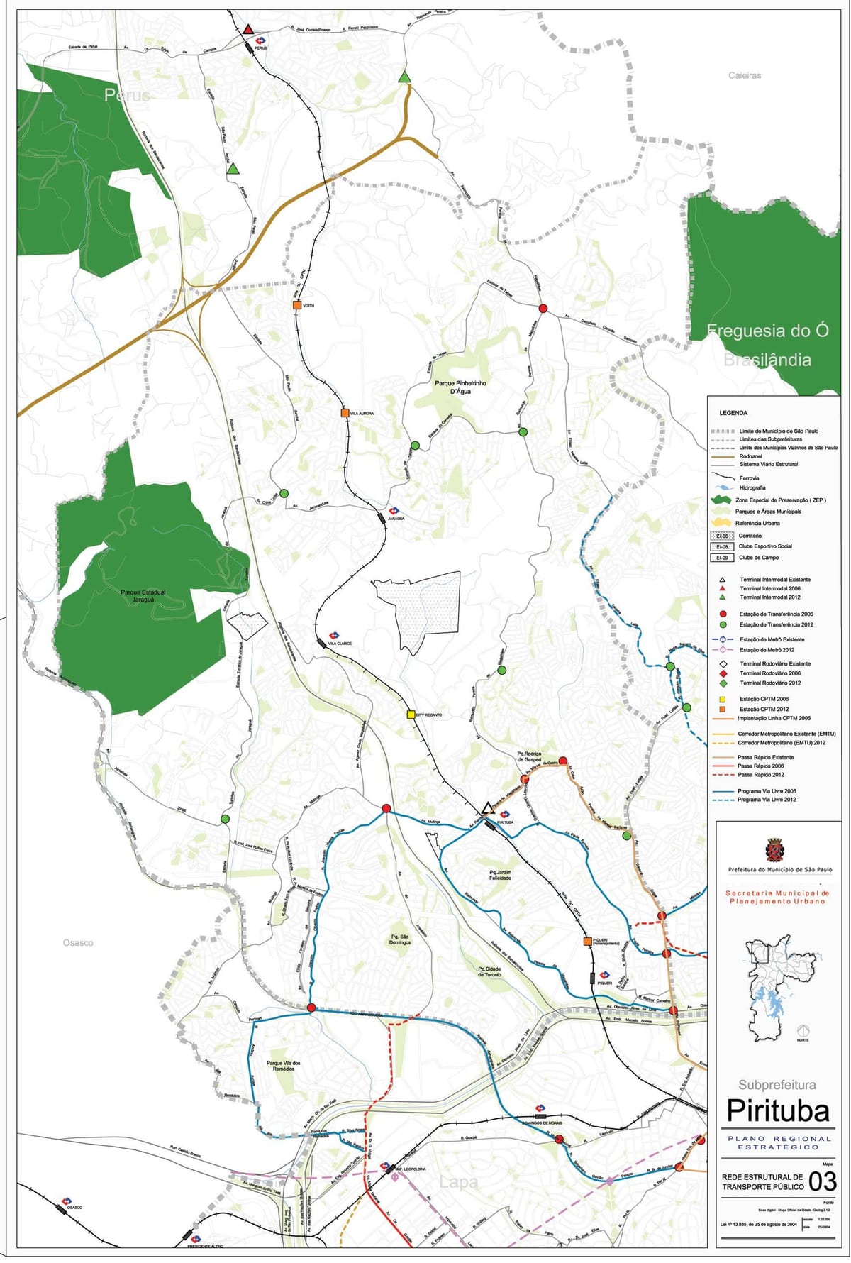 Map of Pirituba-Jaraguá São Paulo - Public transports