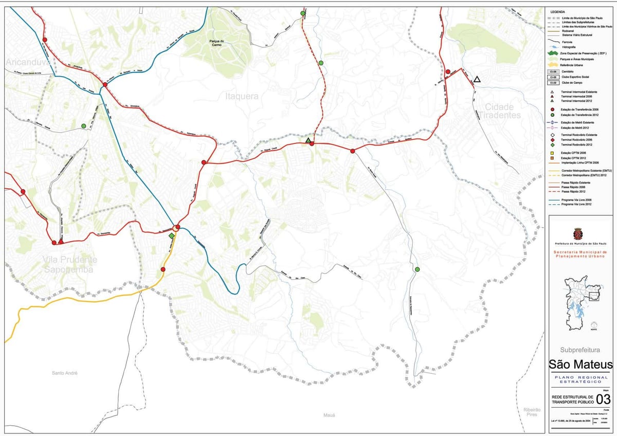 Map of São Mateus São Paulo - Public transports