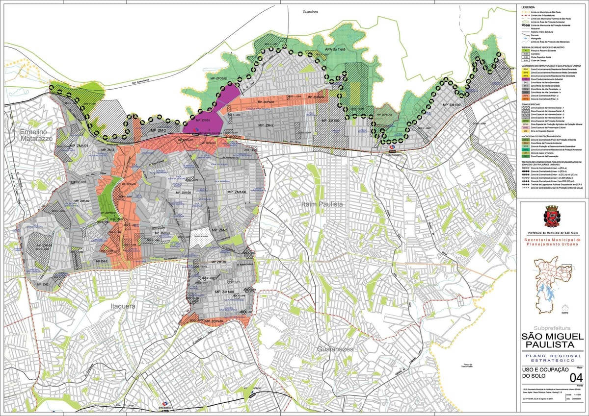Map of São Miguel Paulista São Paulo - Occupation of the soil