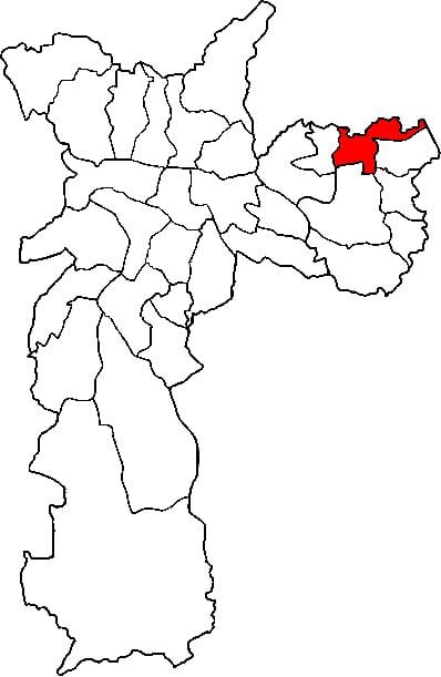 Map of São Miguel Paulista sub-prefecture São Paulo