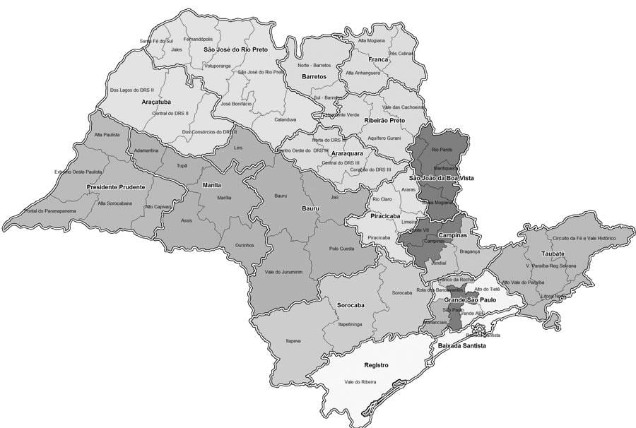 Map of São Paulo black and white