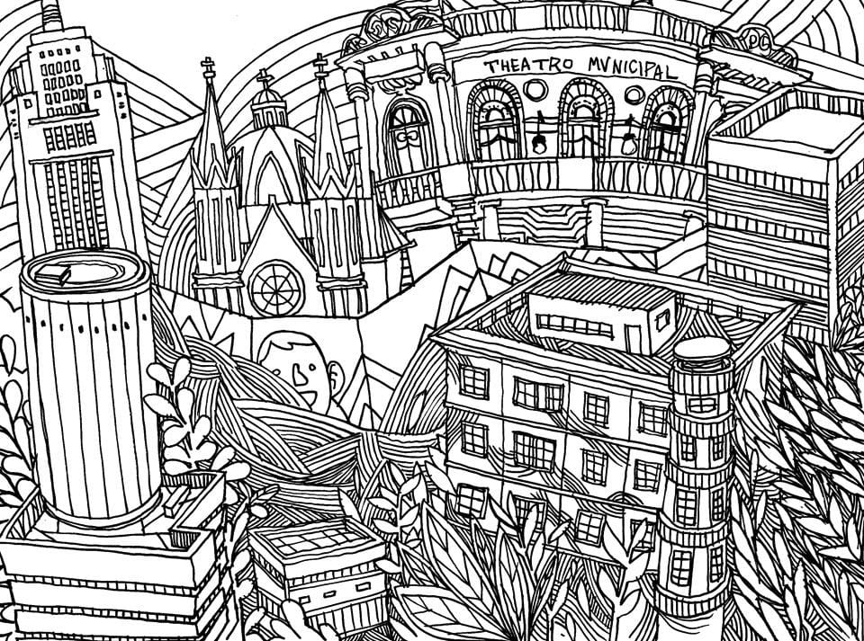 Map of São Paulo coloring - Downtown