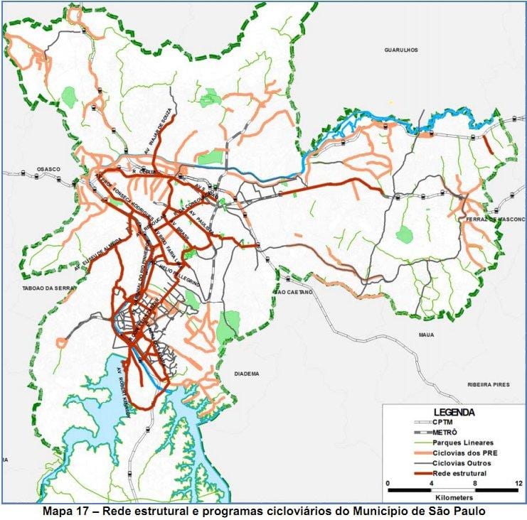 Map of São Paulo cycling path