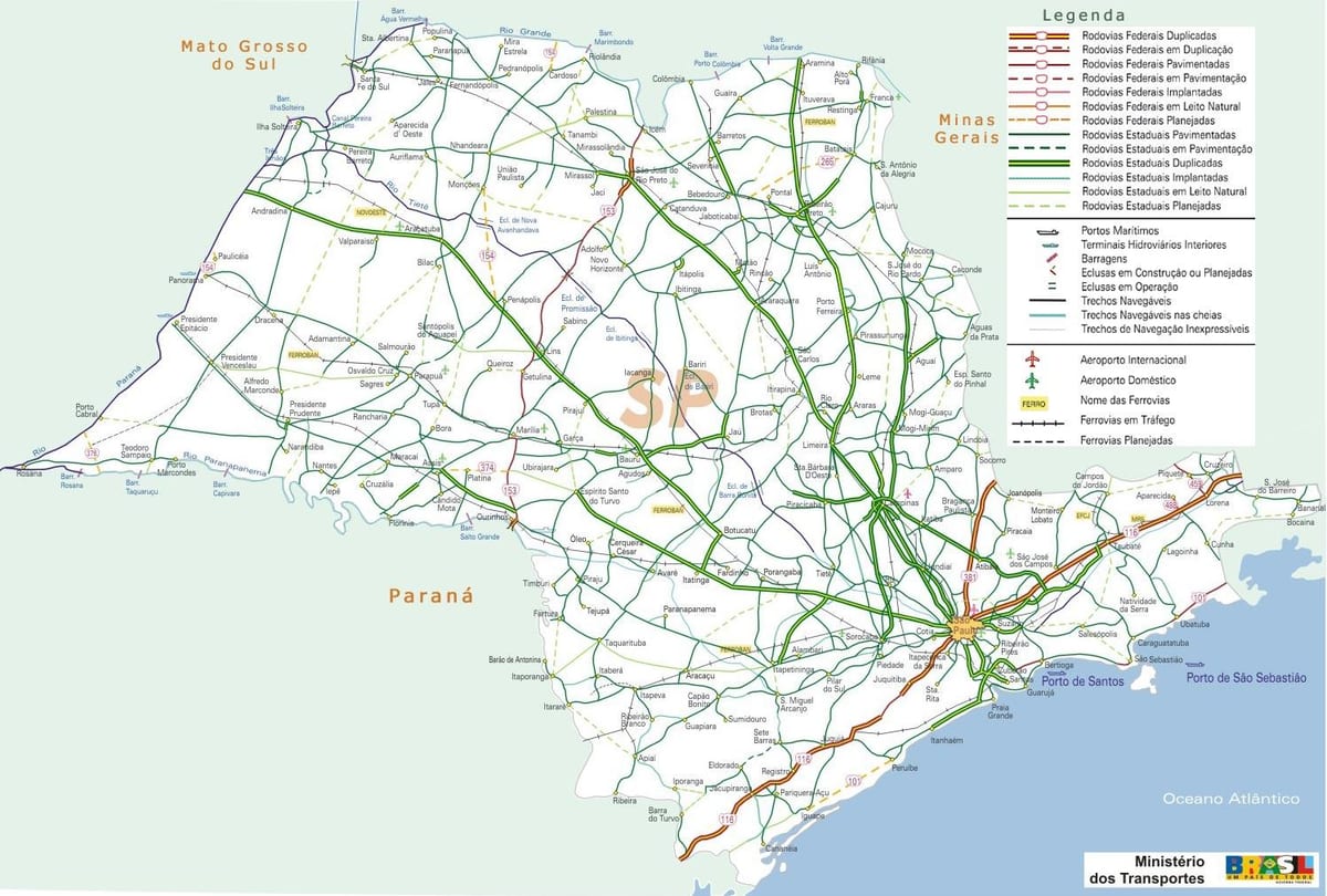 Map of São Paulo highways
