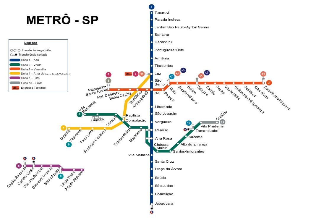 Map of São Paulo metro