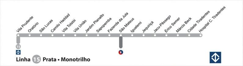 Map of São Paulo monorail - Line 15 - Silver