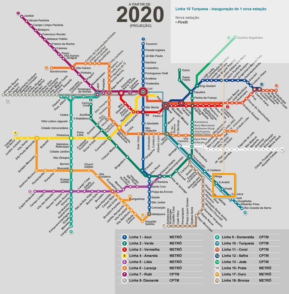 Map of São Paulo network metro