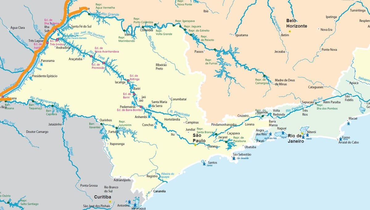 Map of São Paulo rivers