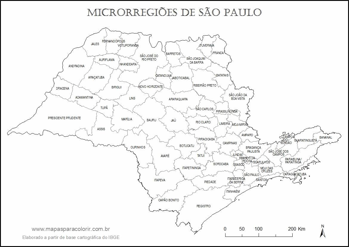 Map of São Paulo virgin - micro-regions