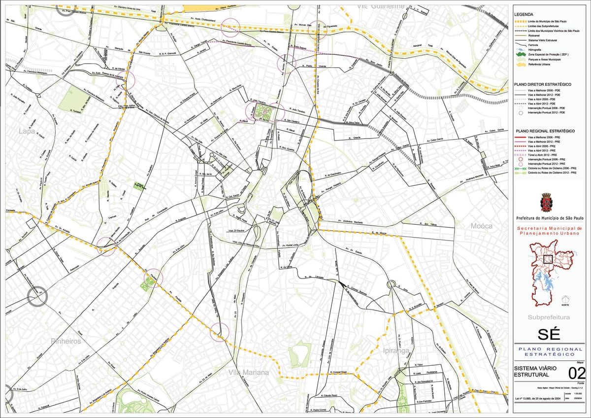 Map of Sé São Paulo - Roads