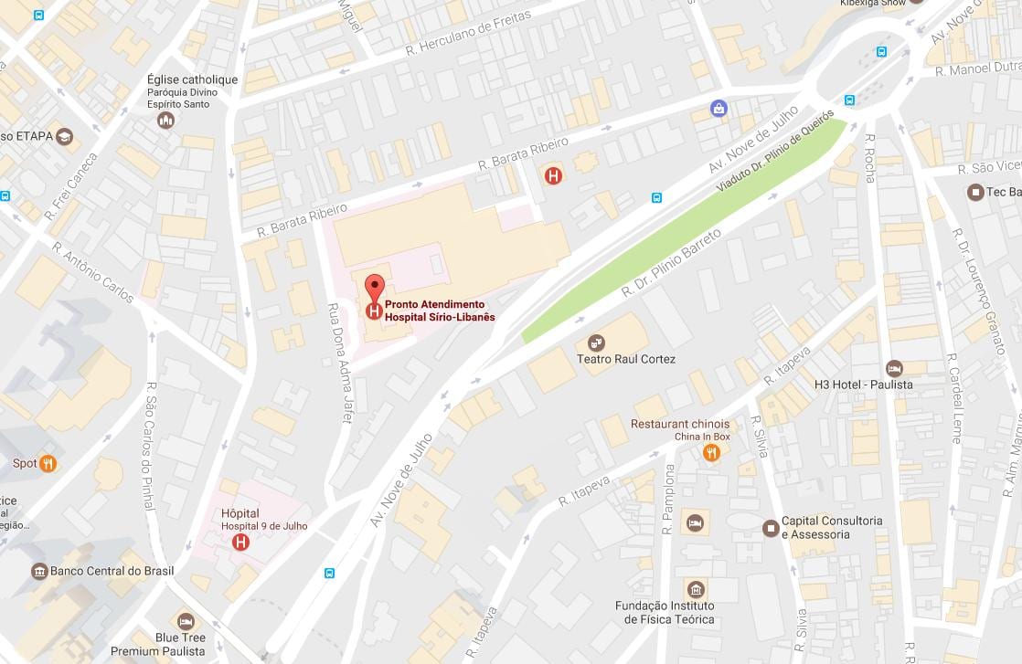 Map of Sírio-Libanês hospital