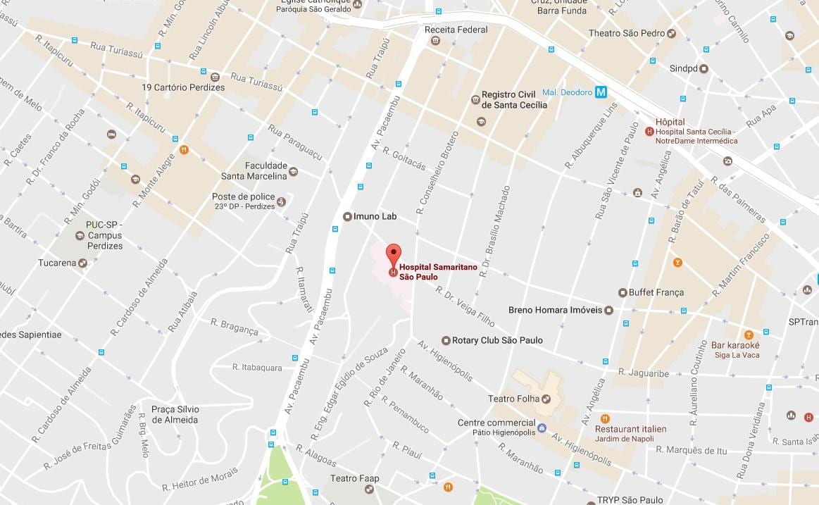 Map of Samaritano São Paulo hospital