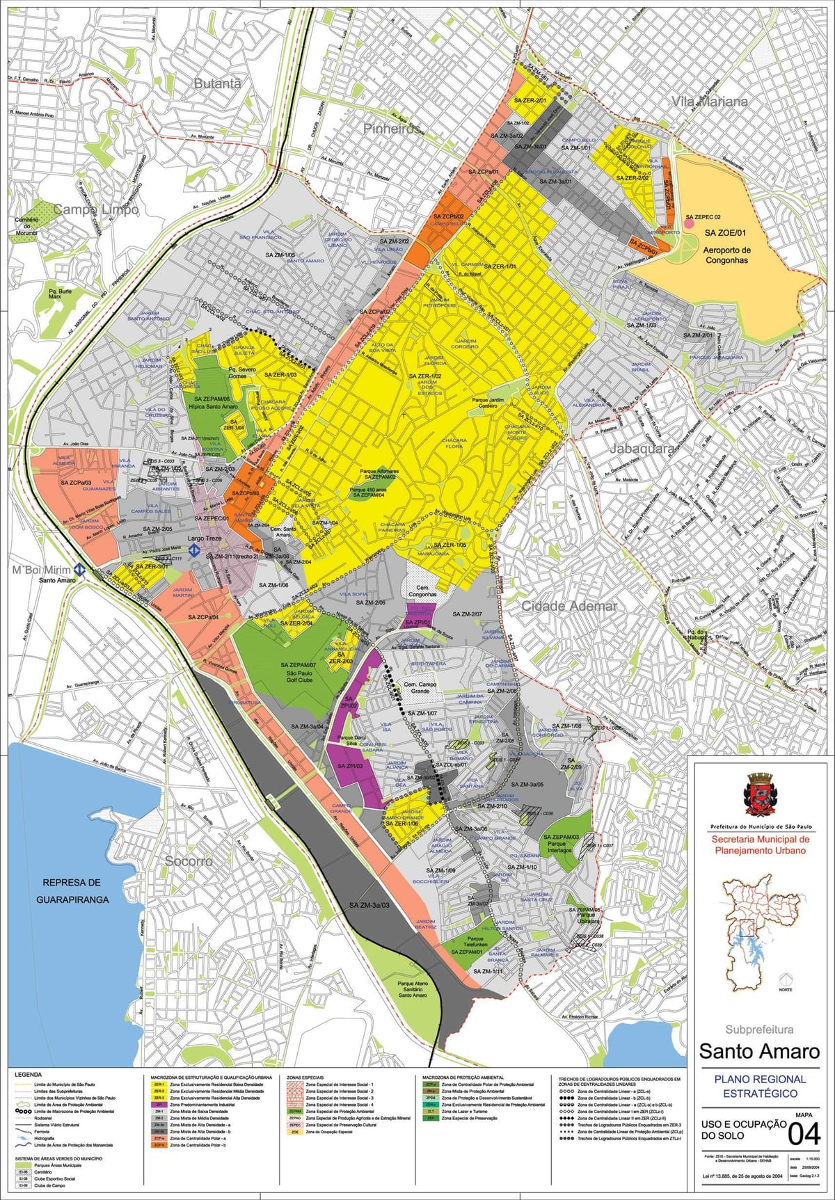 Map of Santo Amaro São Paulo - Occupation of the soil