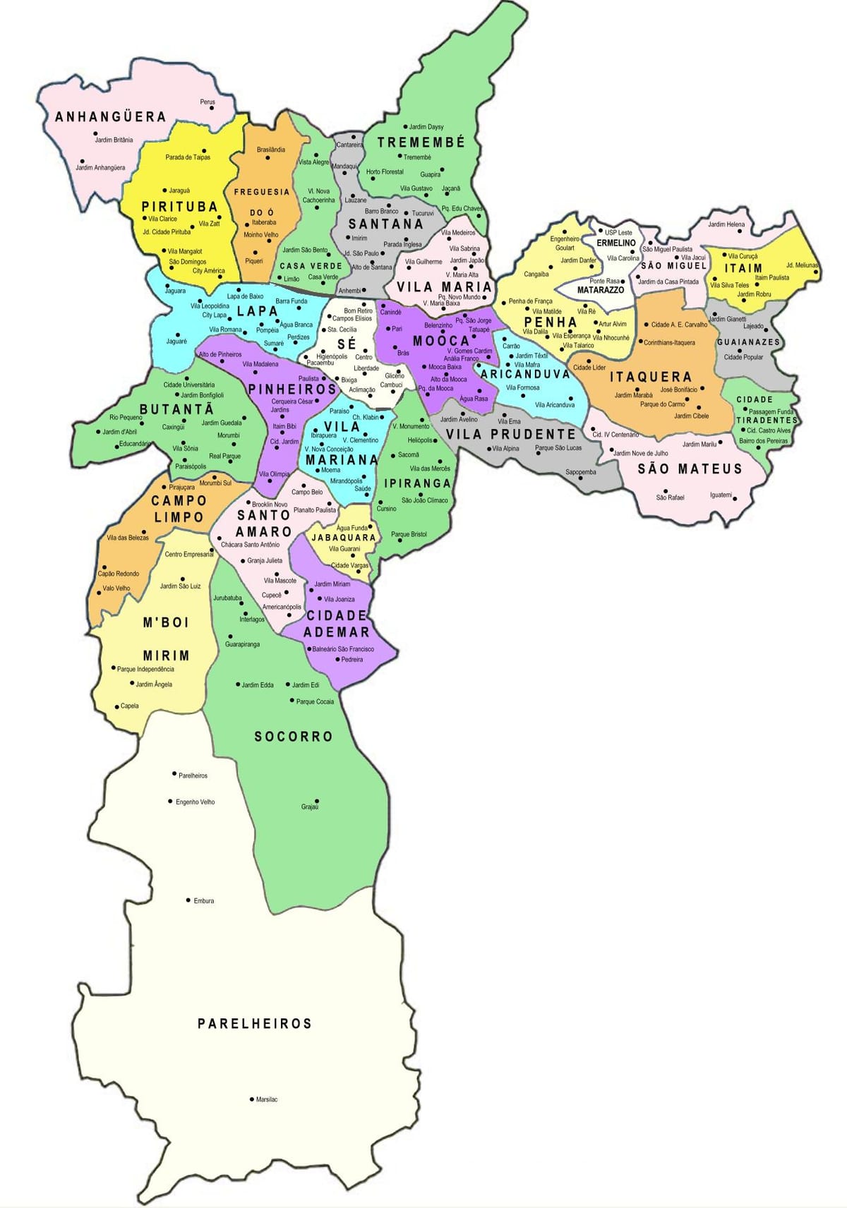 Map of sub-prefectures São Paulo