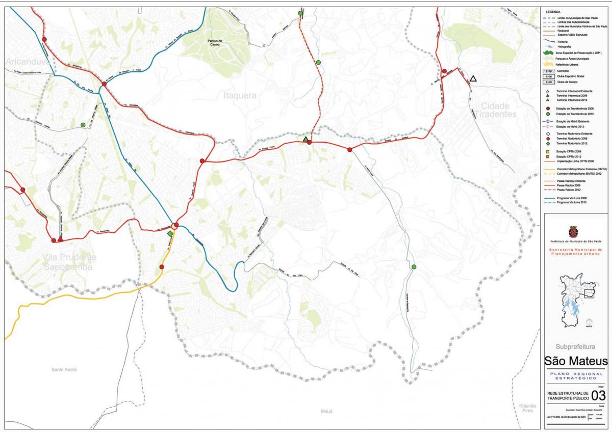 Map of São Mateus São Paulo - Public transports