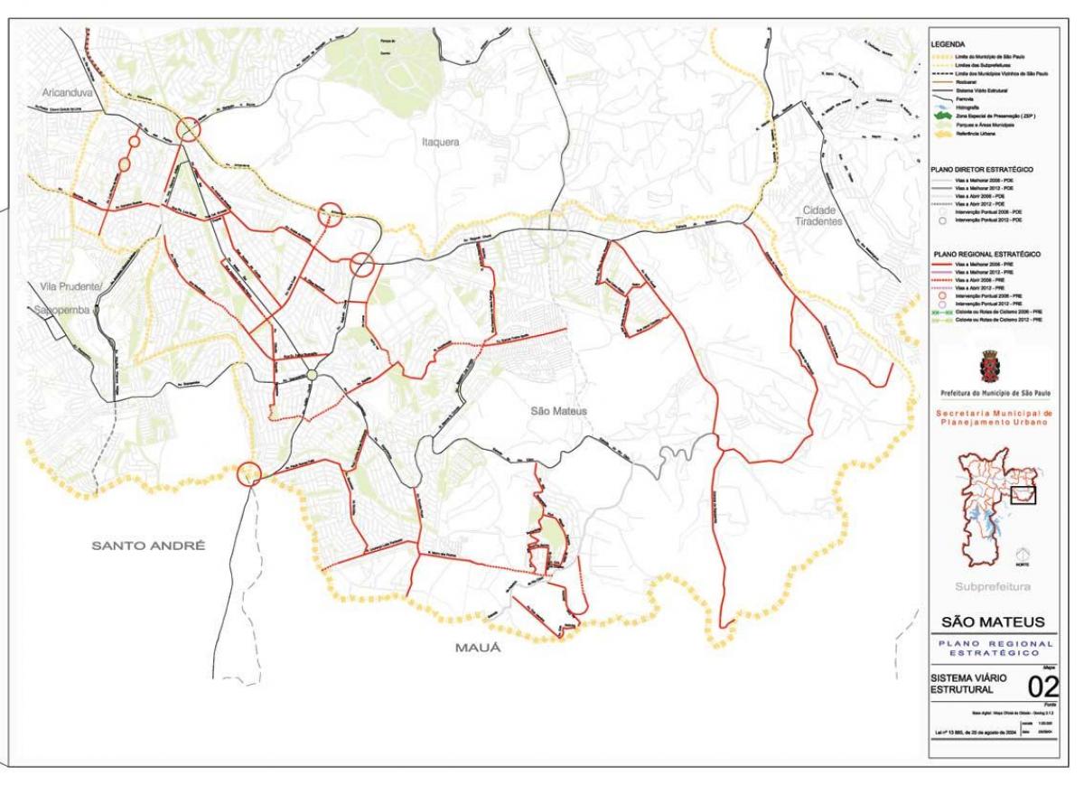 Map of São Mateus São Paulo - Roads