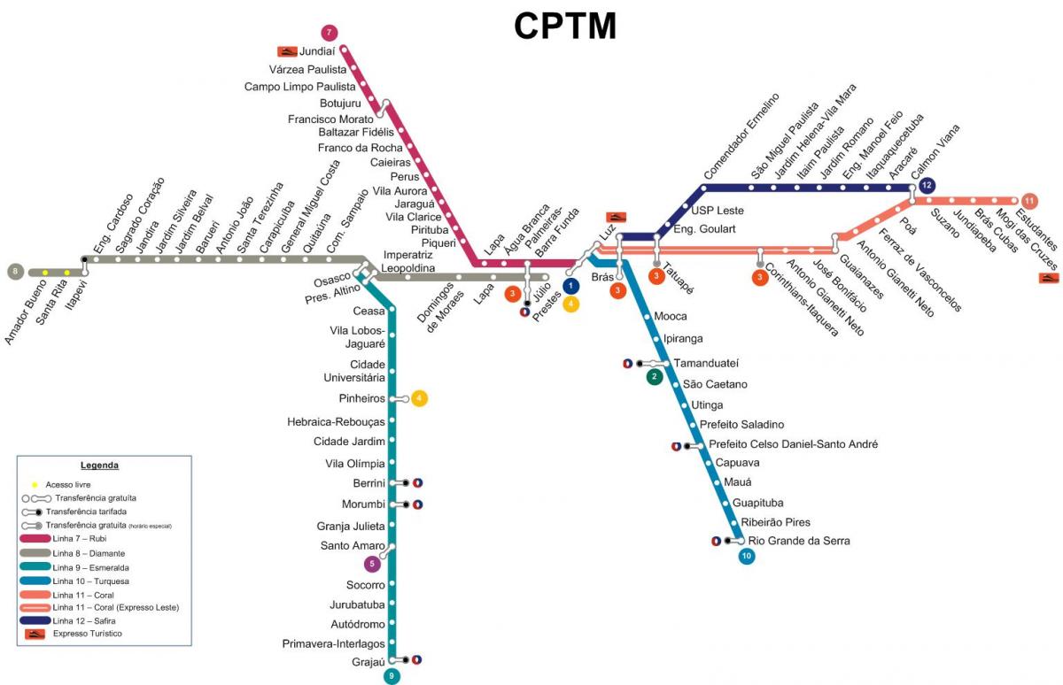 Map of São Paulo CPTM