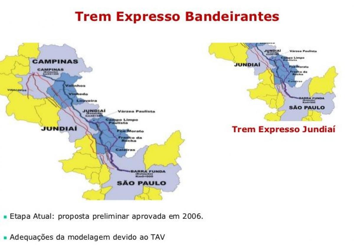 Map of São Paulo Expresso Bandeirantes