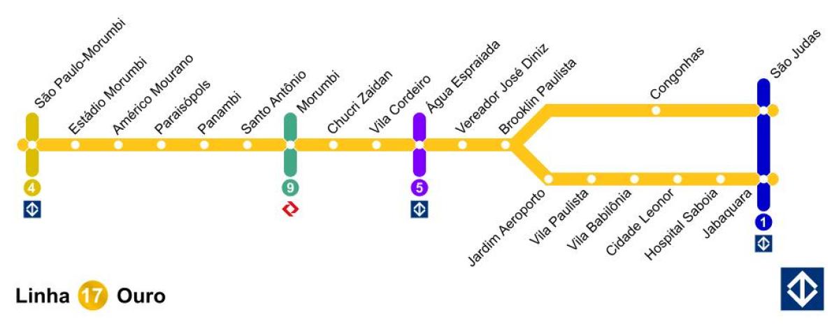 Map of São Paulo monorail - Line 17 - Gold