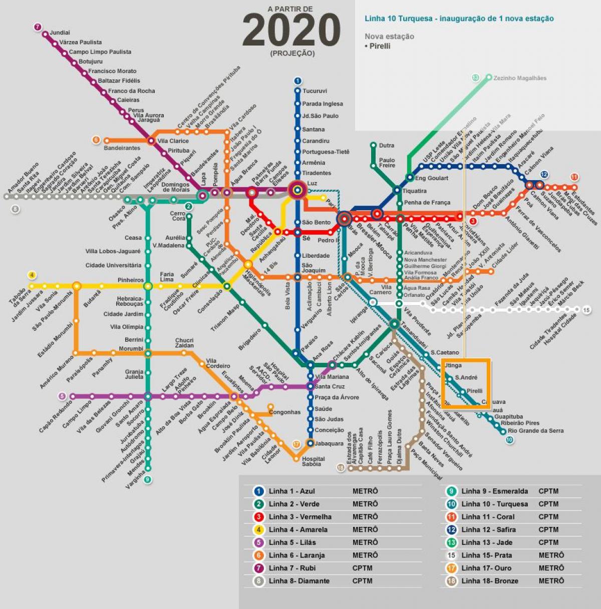 Map of São Paulo network metro