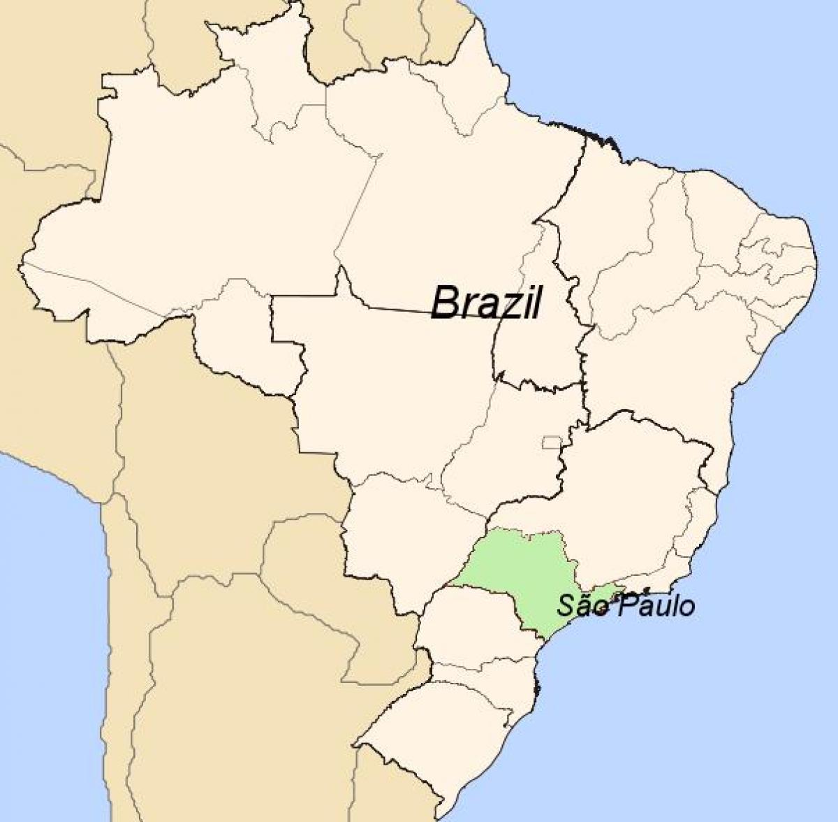 Map of São Paulo on Brazil