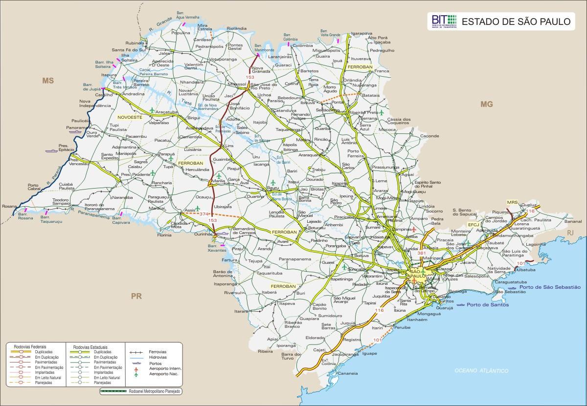 Map of São Paulo State highways