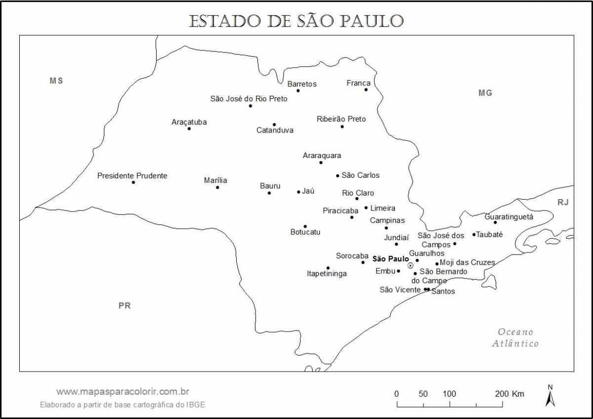 Map of São Paulo virgin - main cities