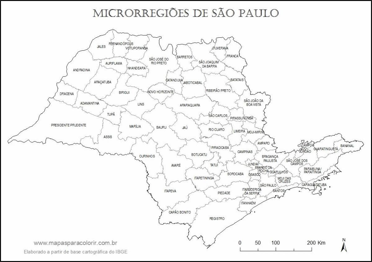 Map of São Paulo virgin - micro-regions