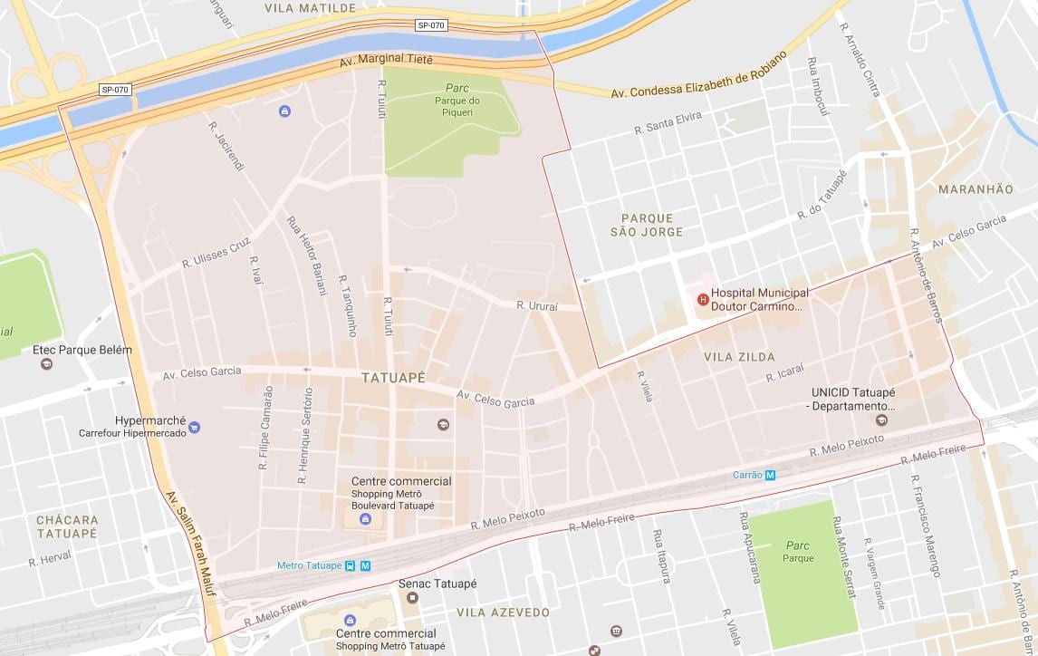 Map of Tatuapé São Paulo