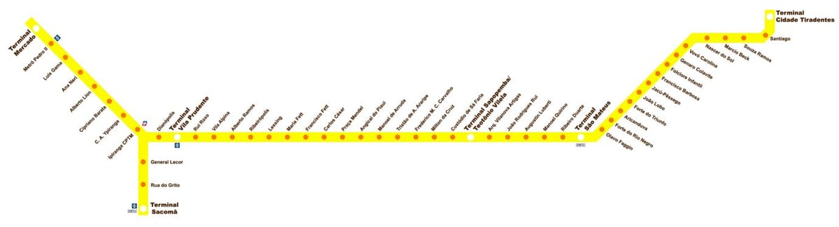 Map of terminal Sacomã Expresso Tiradentes