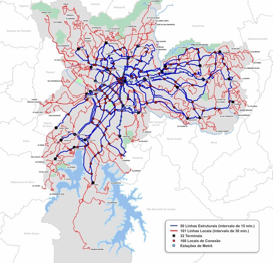 Map of terminals bus of State of São Paulo