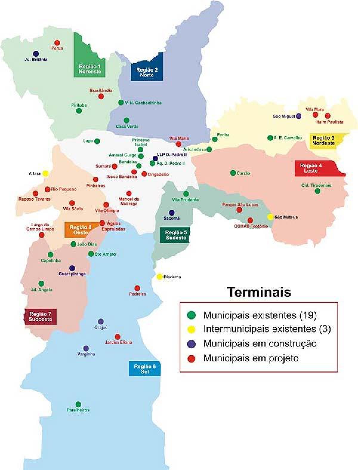 Map of terminals bus of São Paulo