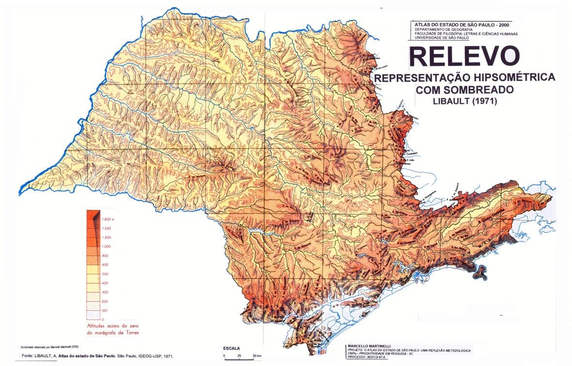 Map of topographic São Paulo