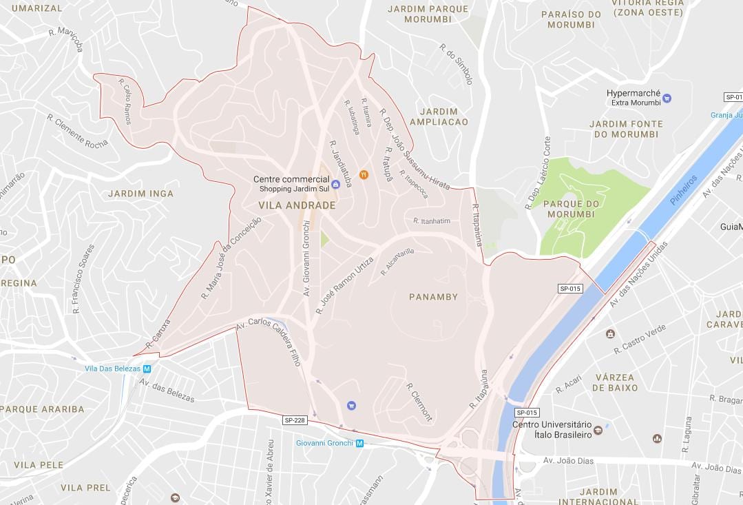 Map of Vila Andrade São Paulo