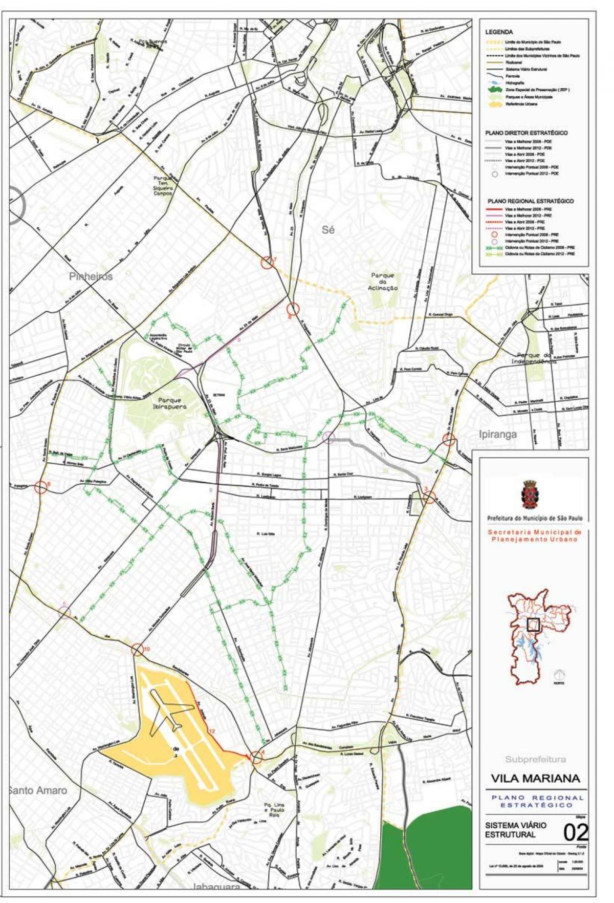 Map of Vila Mariana São Paulo - Roads