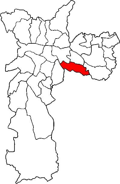 Map of Vila Prudente sub-prefecture São Paulo
