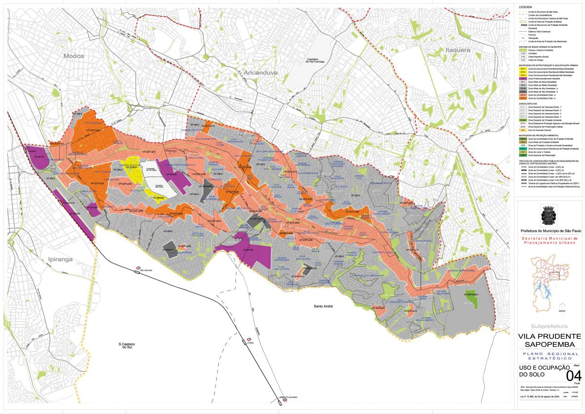 Map of Vila Prudente São Paulo - Occupation of the soil