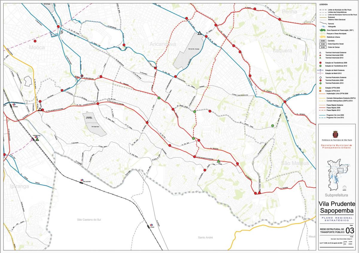 Map of Vila Prudente São Paulo - Public transports